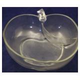 Apple glass divided bowl