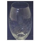 Etched glass vase