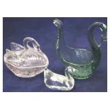 3 Glass swans