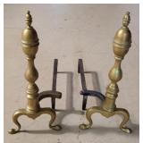 Pair brass andirons