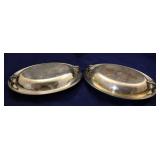 Two Electroplate covered vegetables- monogrammed