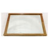 Vintage wood framed mirror with mounting brackets