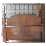 Queen Size Bed with Metal Frame and Rails