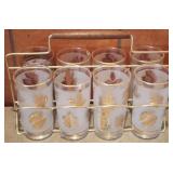 8 pc. Glass Tumbler Set with Metal Carrier