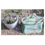2 Buckets Full of Assorted Vintage Glass Bottles