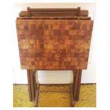 4 pc. Wood TV Tray Set with Stand