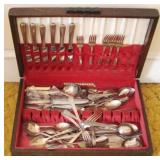 Lot of Assorted Silverware in Wood Box