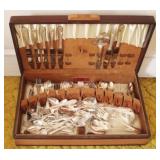 Lot of Assorted Silverware in Wood Box