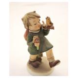 Hummel Girl w/ Bag, Bird & Flowers - 3 3/4" tall