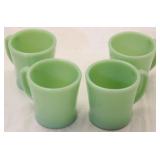 4 Fire King jadeite mugs