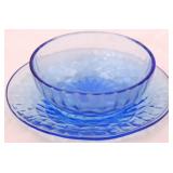 US Glass blue Aunt Polly mayo bowl & liner