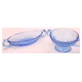 2 Pc US Glass blue Aunt Polly dishes