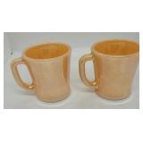 Pair Fire King luster mugs