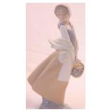 NAO Girl with basket figurine - 9 1/2"