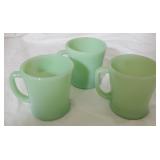 3 Fire King jadeite mugs