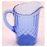 US Glass blue Aunt Polly pitcher