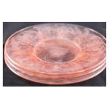 3 Jeannette Poinsettia pink depression 6" plates