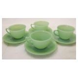 4 Fire King Jadeite Cups & Saucers