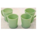 4 Fire King jadeite mugs