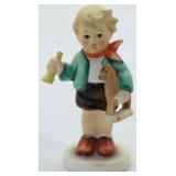 Hummel boy with horn & toy horse - 3 1/2"
