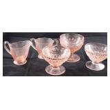 5 Pc assorted pink depression glass
