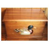 Dovetailed wooden blanket chest with duck