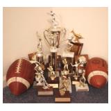 Assorted trophies & footballs