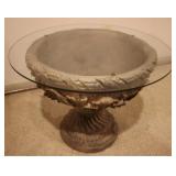 Glass top urn base table