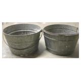 2 Vintage galvanized buckets