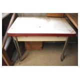 Vintage red trim porcelain kitchen table
