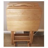 Wooden TV tray set on stand