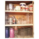 Cabinet lot of cups, mugs, glasses