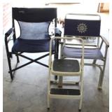 2 Folding chairs & step ladder
