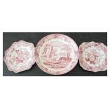 3 pc. Spode Red/White Plates