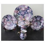 5 pc. Oriental Art Pottery Set with Stands