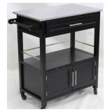 Powell marble top black kitchen cart