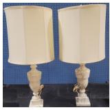 Vintage pair alabaster table lamps