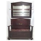 Period Empire hall bench with hanging mirror