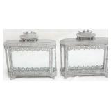 Pair metal & glass lanterns