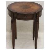 Butler Specialty inlaid round table with drawer