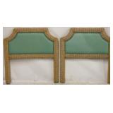 Pair twin wicker upholstered headboards