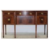 Flaming Mahogany Bow Front Inlaid Sideboard
