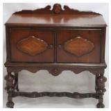 Vintage carved Jacobean 2 door server w/backsplash
