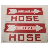 Pair of Metal Fire Hose Signs - 14 x 6.5