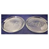 Pair Coca-Cola glass platters