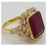 14kt Yellow Gold Diamond & Ruby Ring