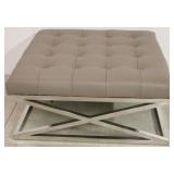 Lazzaro Leather ottoman with chrome legs