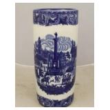 Blue & white transferware umbrella vase