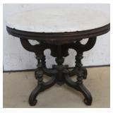 Oval Victorian Carved Marble Top Table