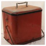 Vintage red drinks cooler with bottle opener